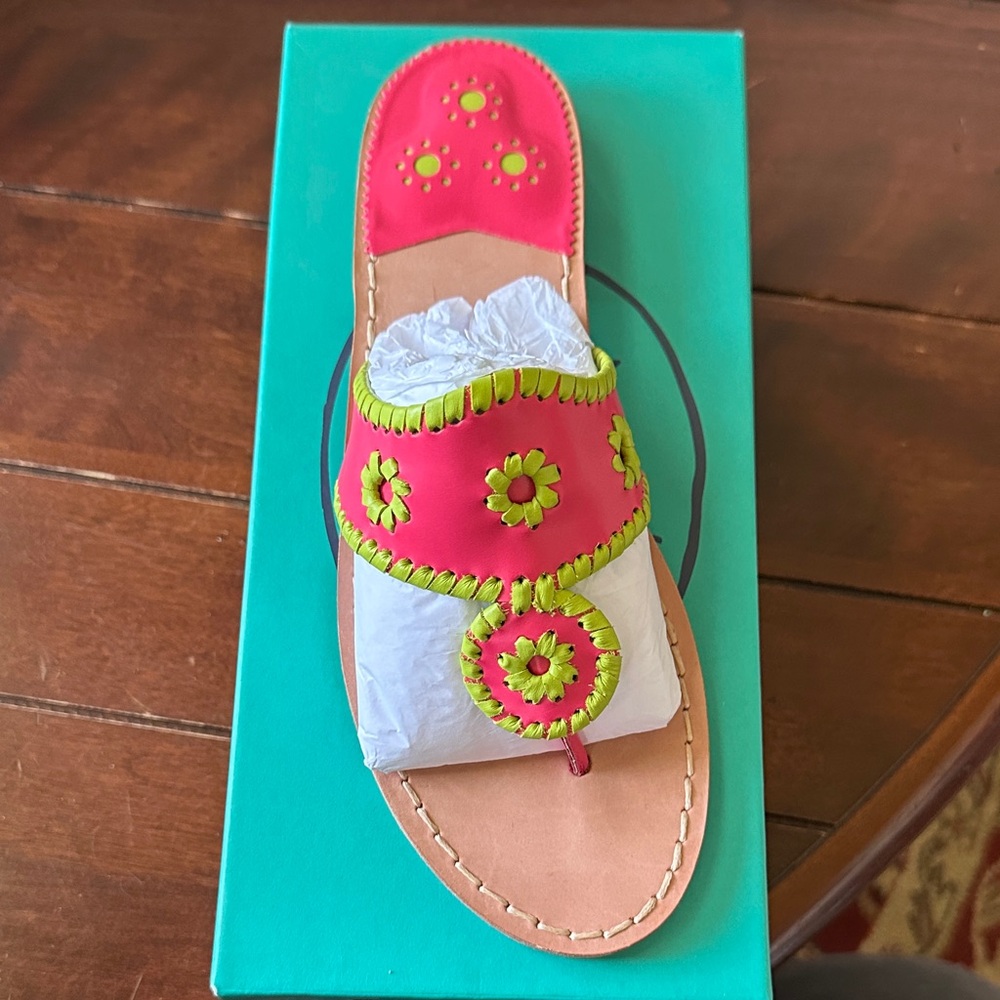 Jack Rogers Vibrant Pink and Green Sandals